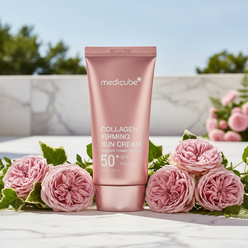 Medicube Collagen Firming Sun Cream marble terrace roses