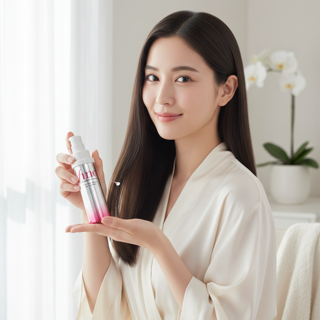 Fino Premium Touch Hair Oil Serum - Woman Applying Product