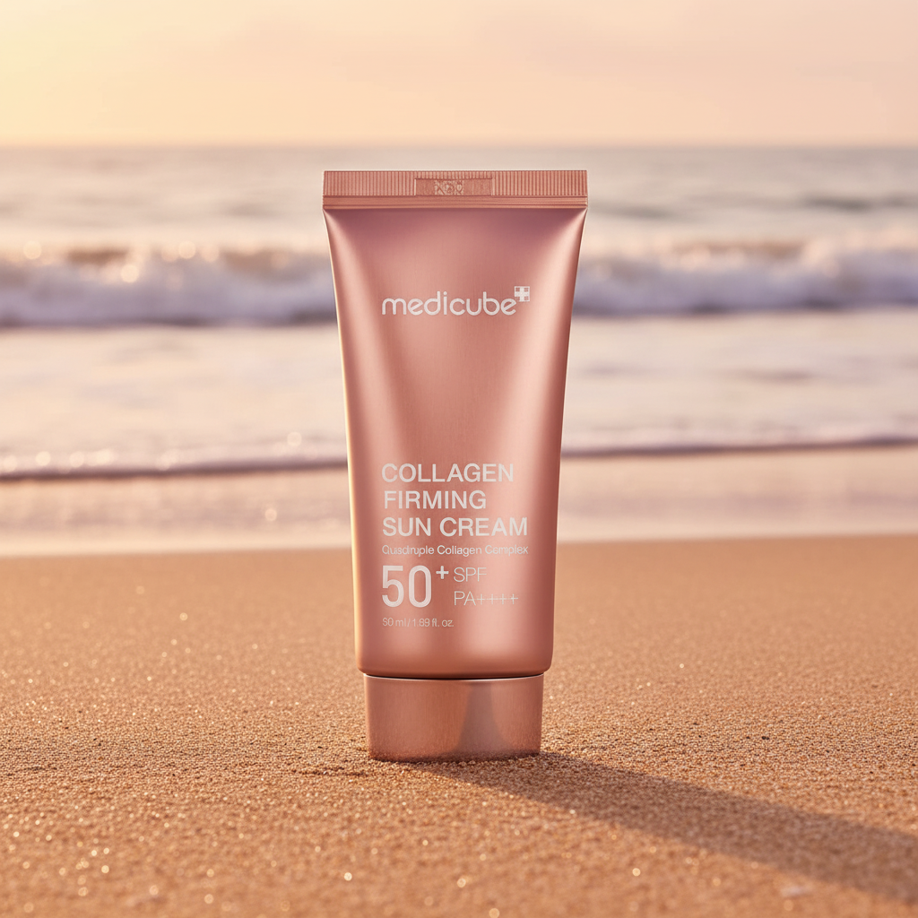Medicube Collagen Firming Sun Cream beach sunset
