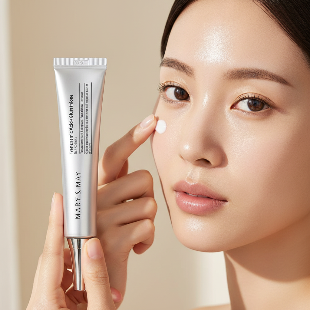 Woman applying Mary & May Eye Cream