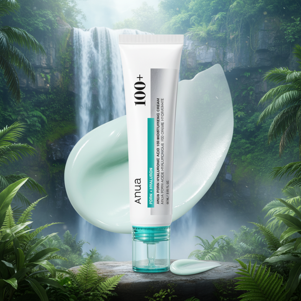 Anua PDRN Hyaluronic Acid 100 Moisturizing Cream - Waterfall Background