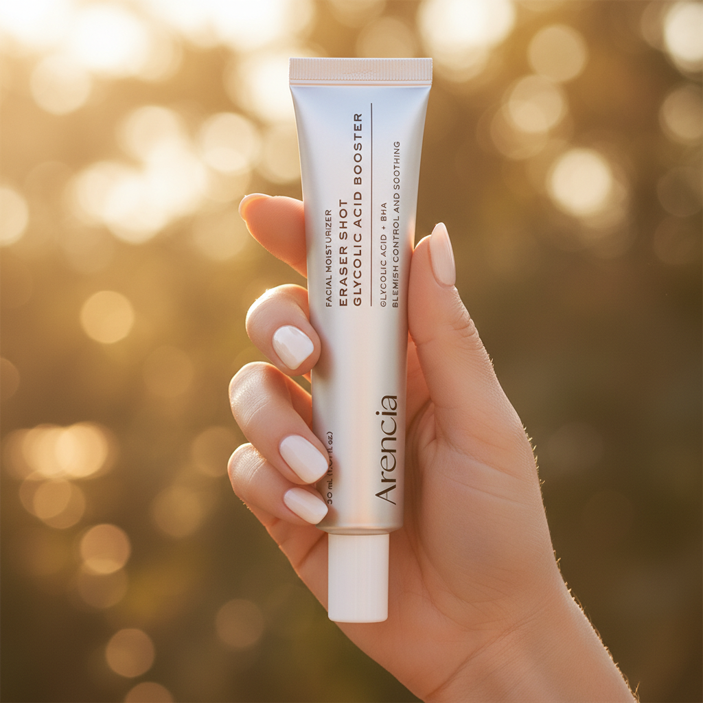 Arencia Eraser Shot Glycolic Acid Booster golden hour hand hold