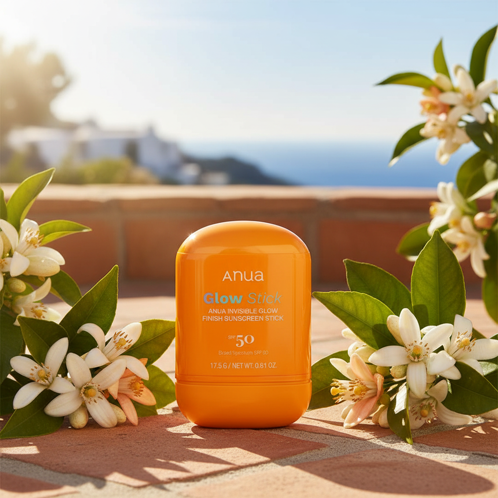 Anua Invisible Glow Sunstick on Mediterranean terrace