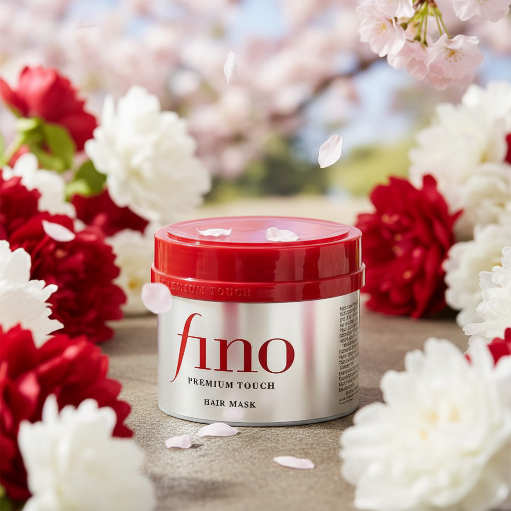 Fino Premium Touch Hair Mask cherry blossom background
