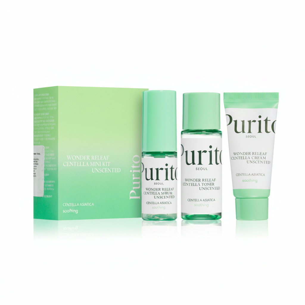 PURITO SEOUL Wonder Releaf Centella Mini Kit white background