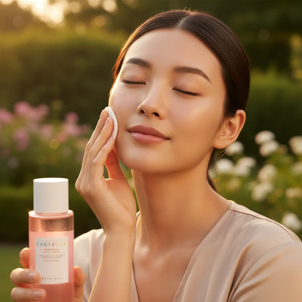 Woman Using Toner