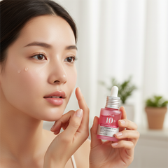 Woman applying Anua Niacinamide Serum